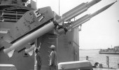 In the late 1950s, RIM-2 Terrier missiles replaced eight six-inch guns aboard the cruiser Providence. (Navy)